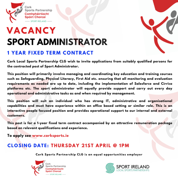 Sport Administrator job advert