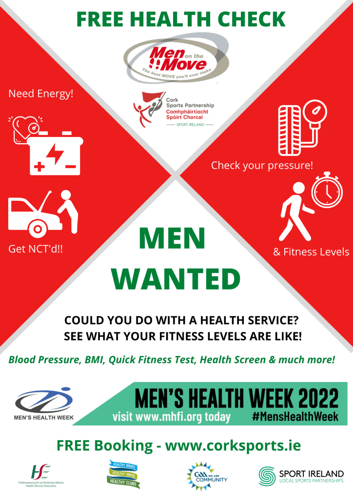 Mens Health Week 2022 FREE Health Screening Cork Sports Partnership